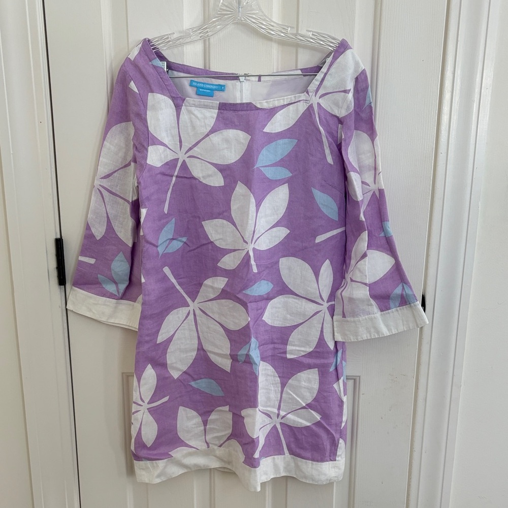 Island Company Lavender Leaf Print Dress